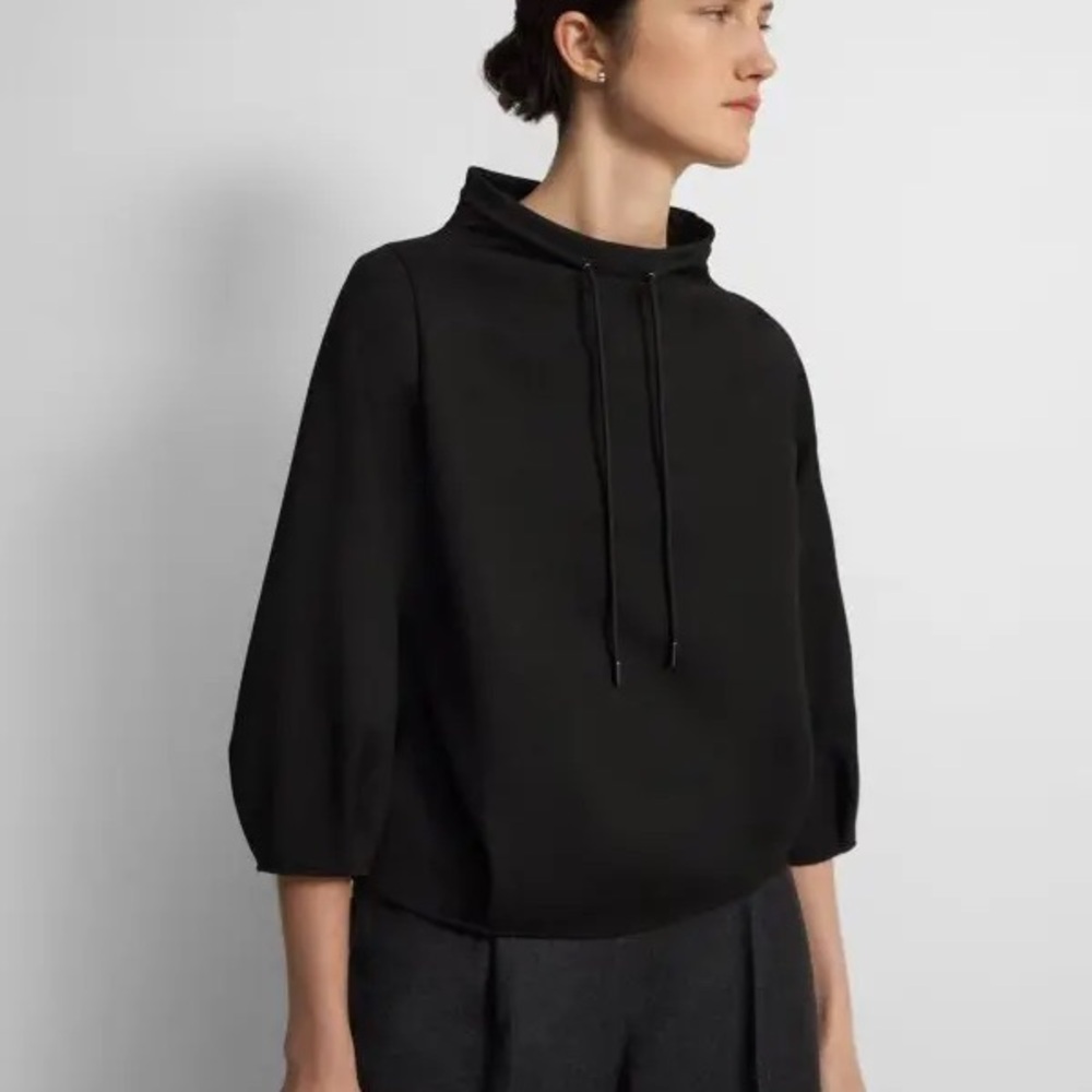 Theory Black Drawstring Pullover Hoodie